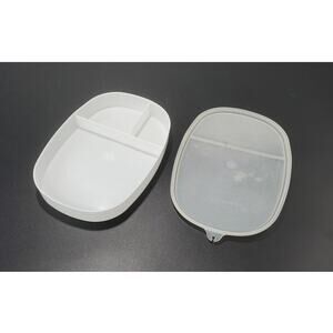Vintage Tupperware Sheer Compartment Plate 667 & 668 w/lid, PRE-OWNED